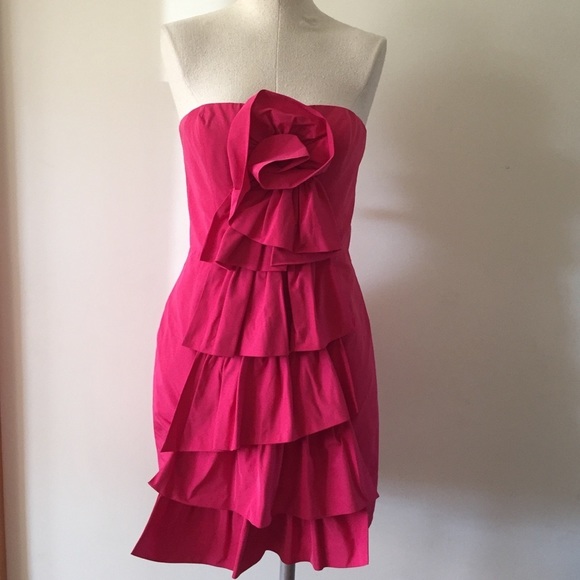 hot pink a line mini dress Hot Pink Bubble Hem Sleeveless Pleated Mini Dress